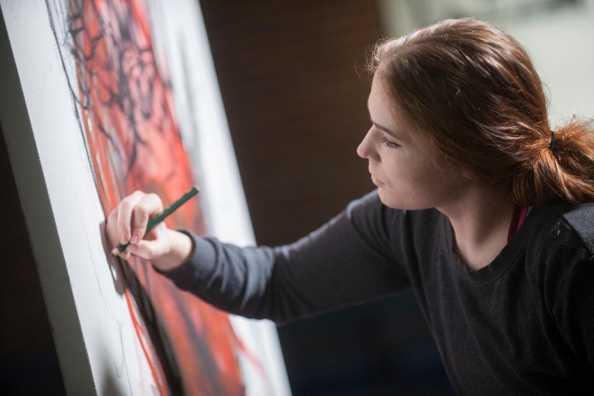 Art student working on a project.