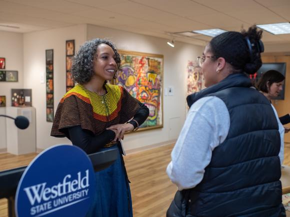Poet Lisbeth White reads works from her latest collection in the Arno Maris Gallery in the Ely Campus Center.