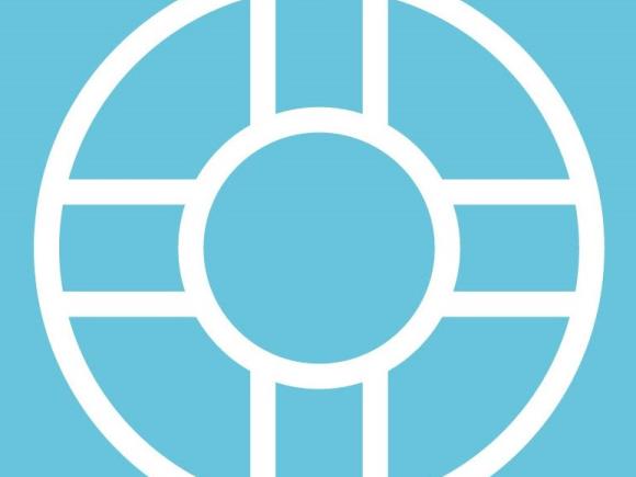 Image of circle and cross with light blue background.