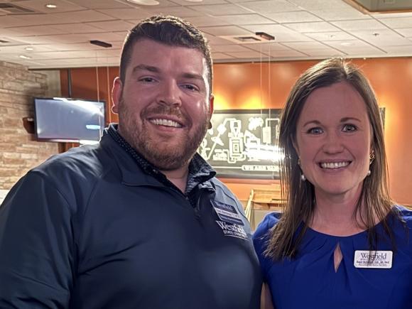Ryan Meersman and Susan McDiarmid stand facing camera