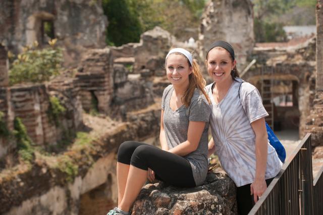 Two students smiling together during a study trip in Guatemala.